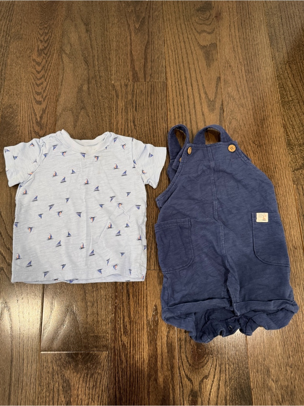 Carter's Navy Blue Overalls with Light Blue Sailboat Tee Set